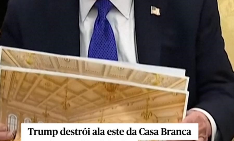 Trump destrói ala este da Casa Branca para fazer salão de baile de 259 milhões de euros