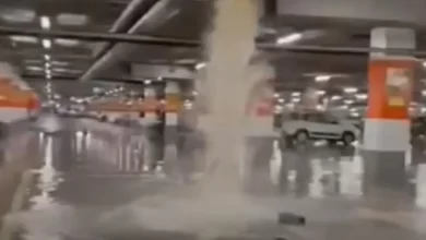 Parque de estacionamento do Forum Algarve inunda devido ao mau tempo