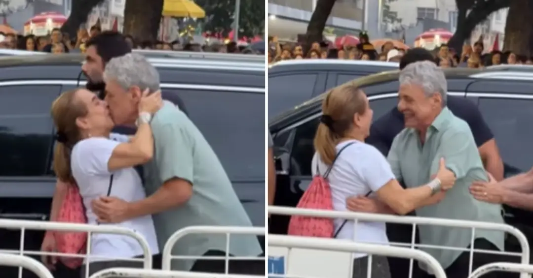 Chico Buarque ganha beijo na boca de Cissa Guimarães e quase cai em ato